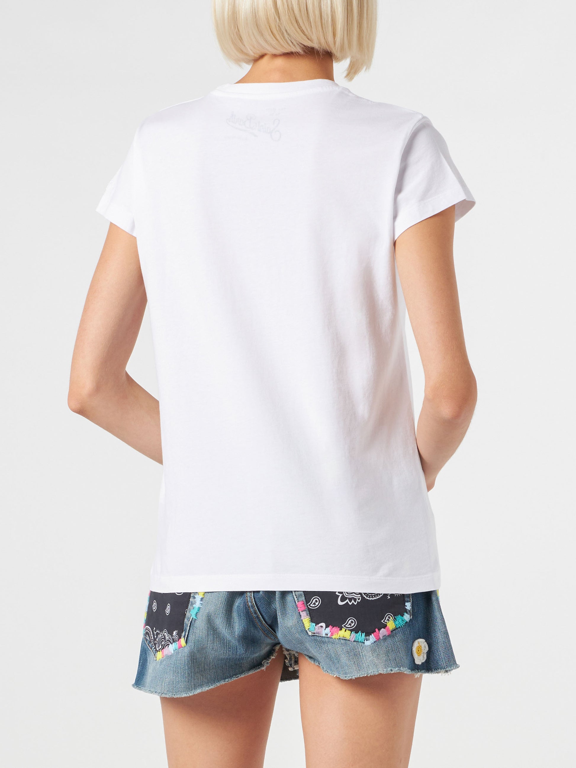Woman cotton t-shirt with The Bride (maybe) embroidered - MC2 Saint Barth
