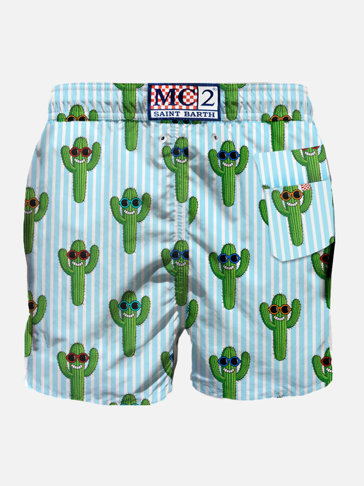 Cactus print mid-length swim shorts - MC2 Saint Barth