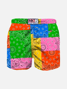 Boy swim shorts with multicolor bandanna print - MC2 Saint Barth