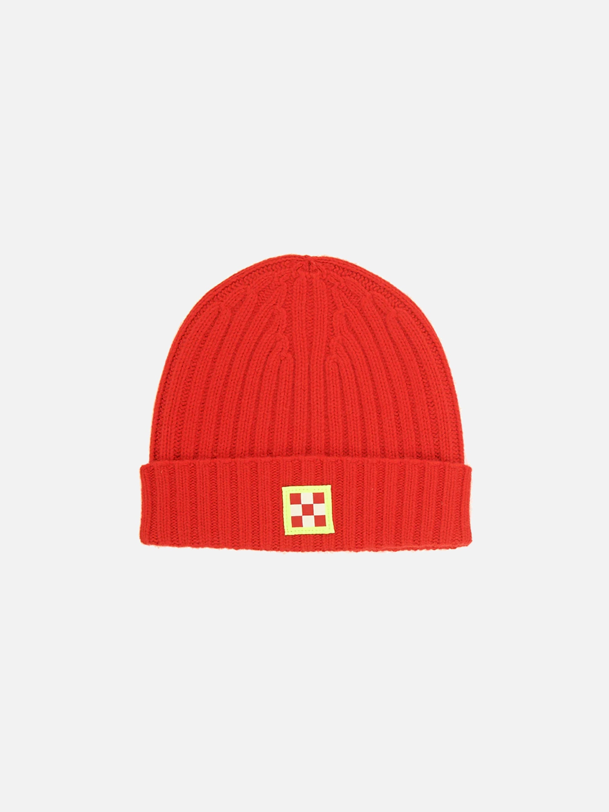 Cashmere blend red hat with check patch - MC2 Saint Barth