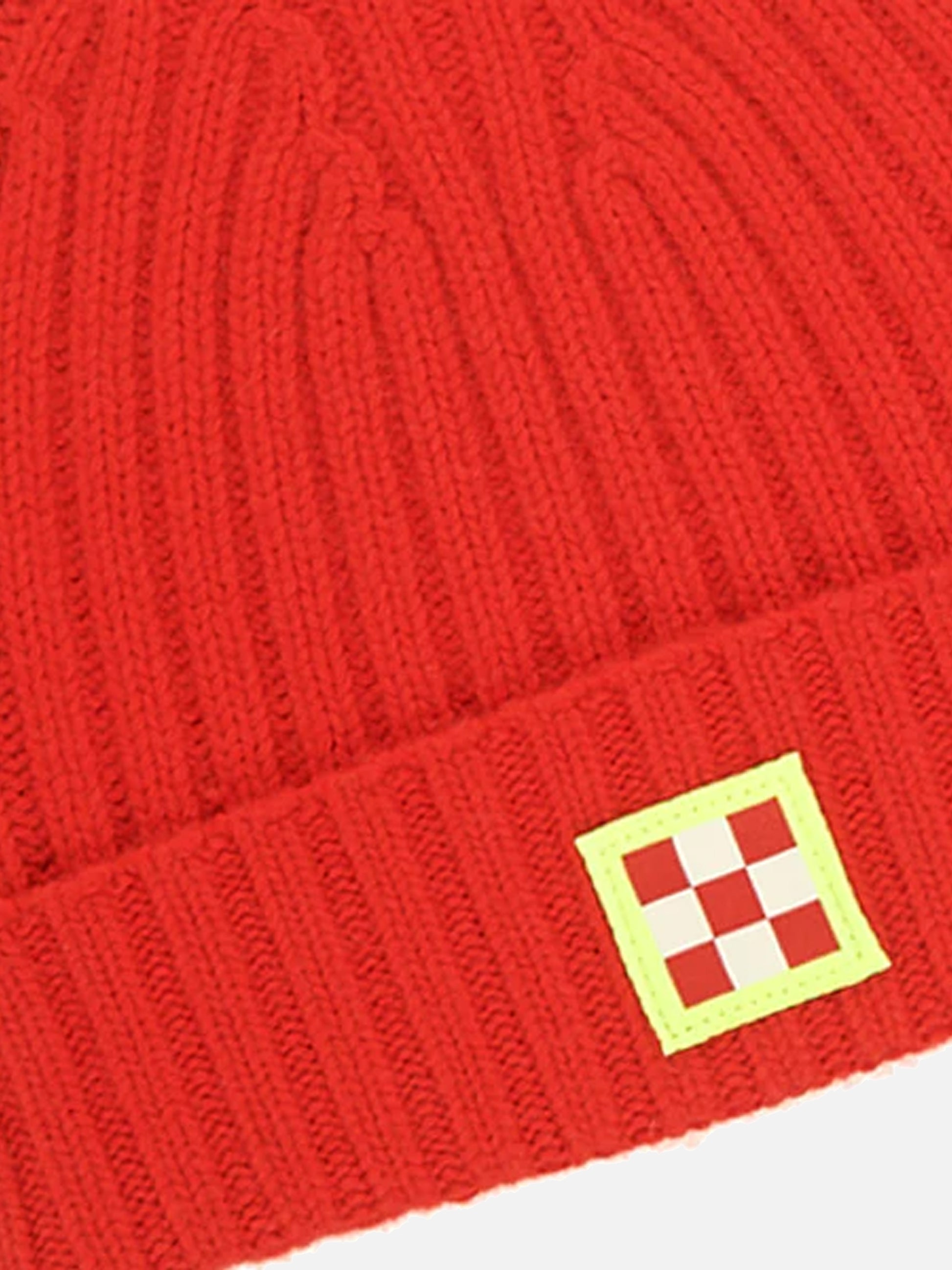Cashmere blend red hat with check patch - MC2 Saint Barth