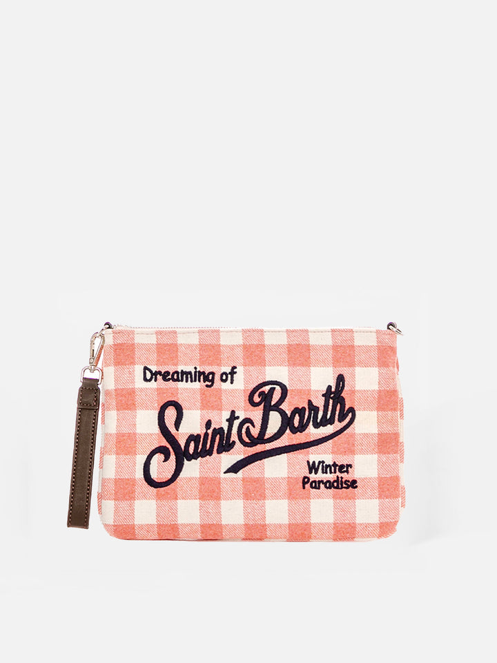 Parisienne pink gingham wooly cross-body pouch bag - MC2 Saint Barth