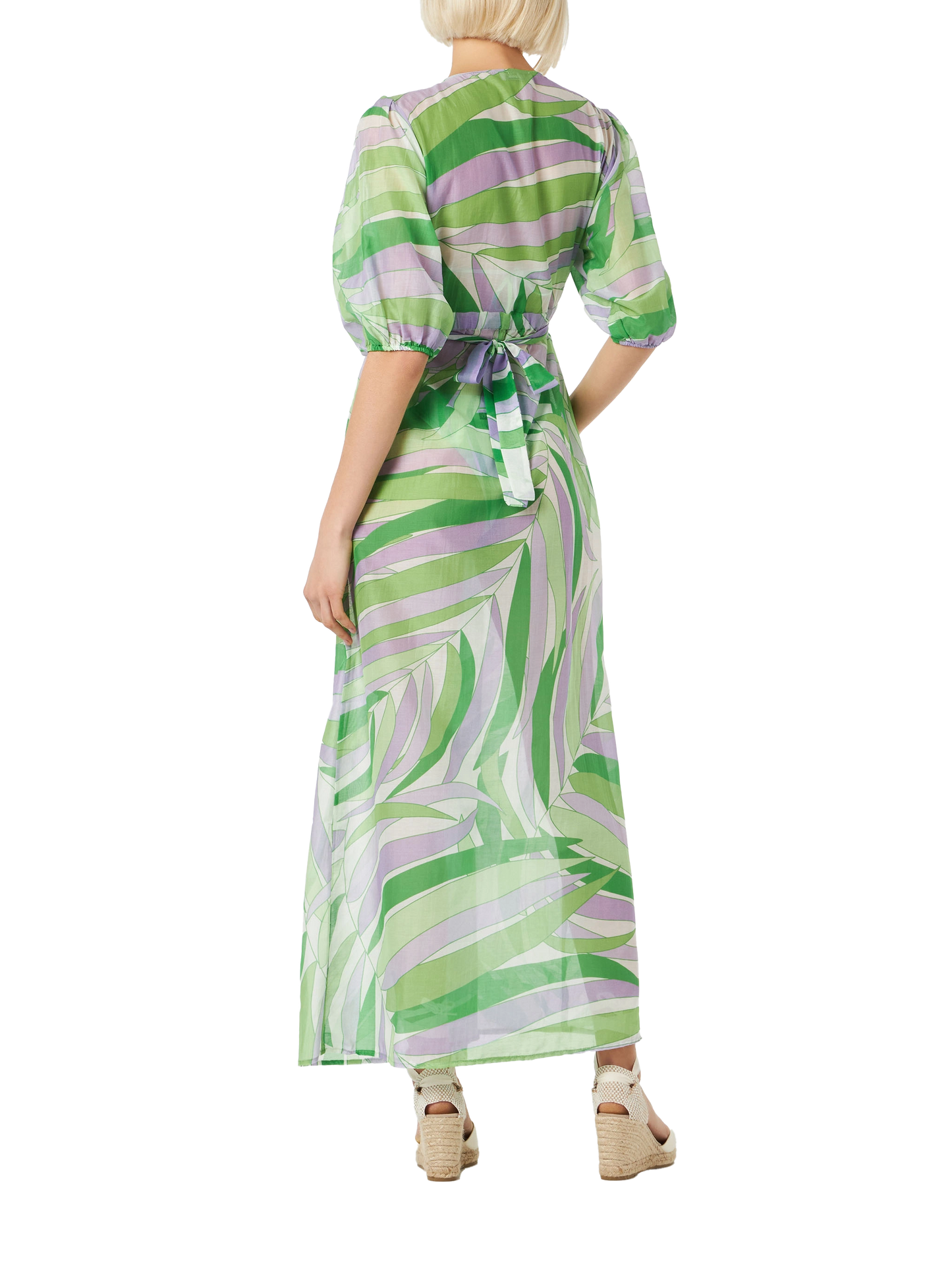 Cotton and silk long dress Bliss with palm print - MC2 Saint Barth