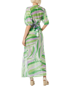 Cotton and silk long dress Bliss with palm print - MC2 Saint Barth