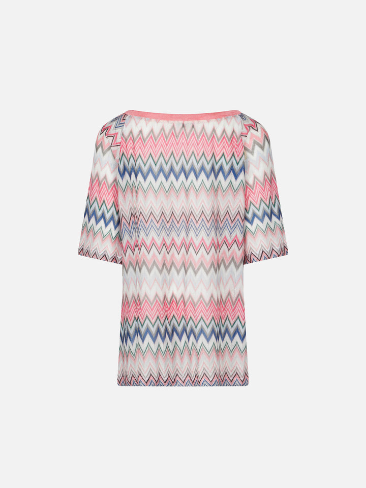 Pink chevron pattern girl knit dress - MC2 Saint Barth