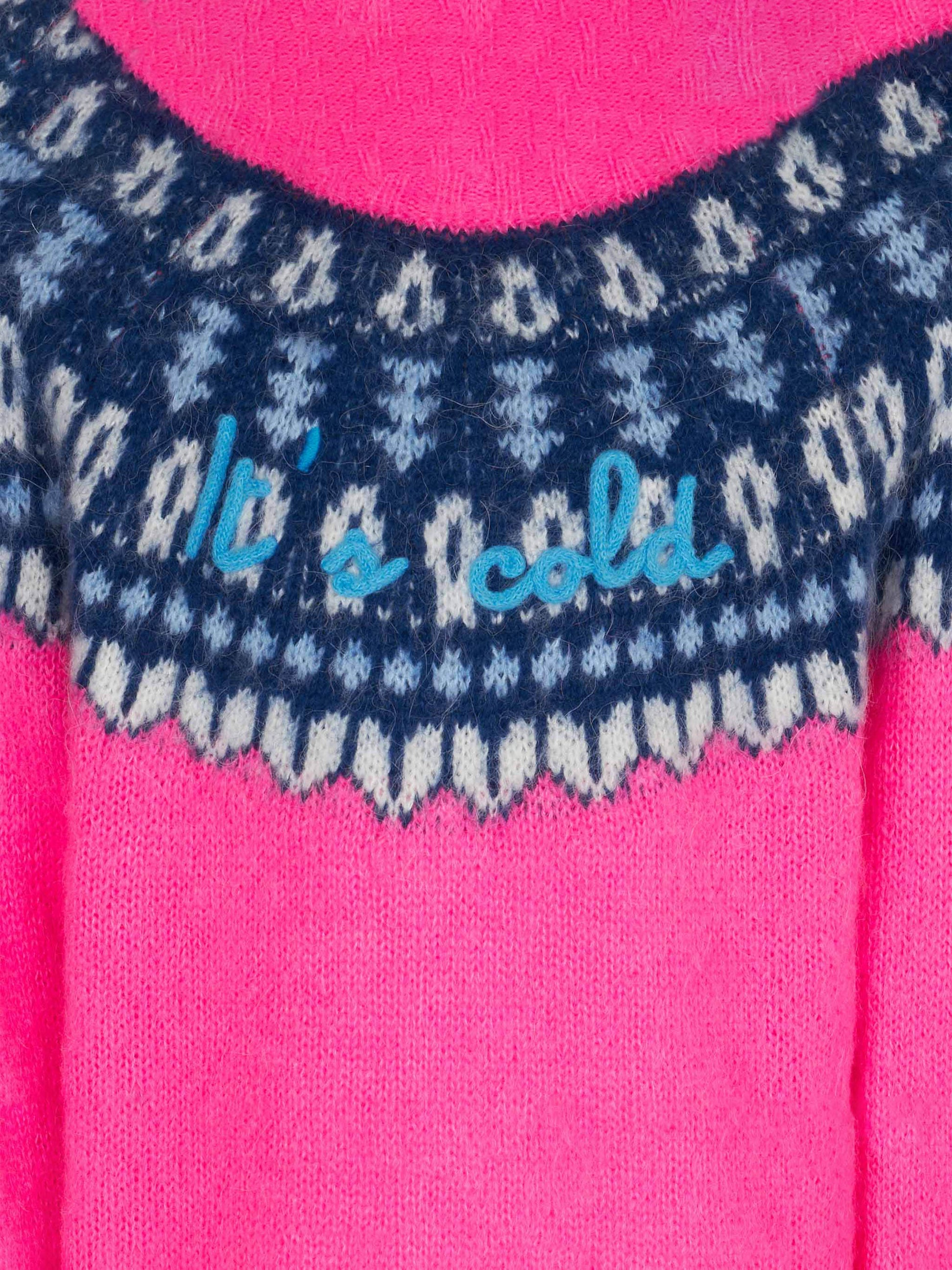 Girl brushed crewneck sweater with nordic jacquard - MC2 Saint Barth