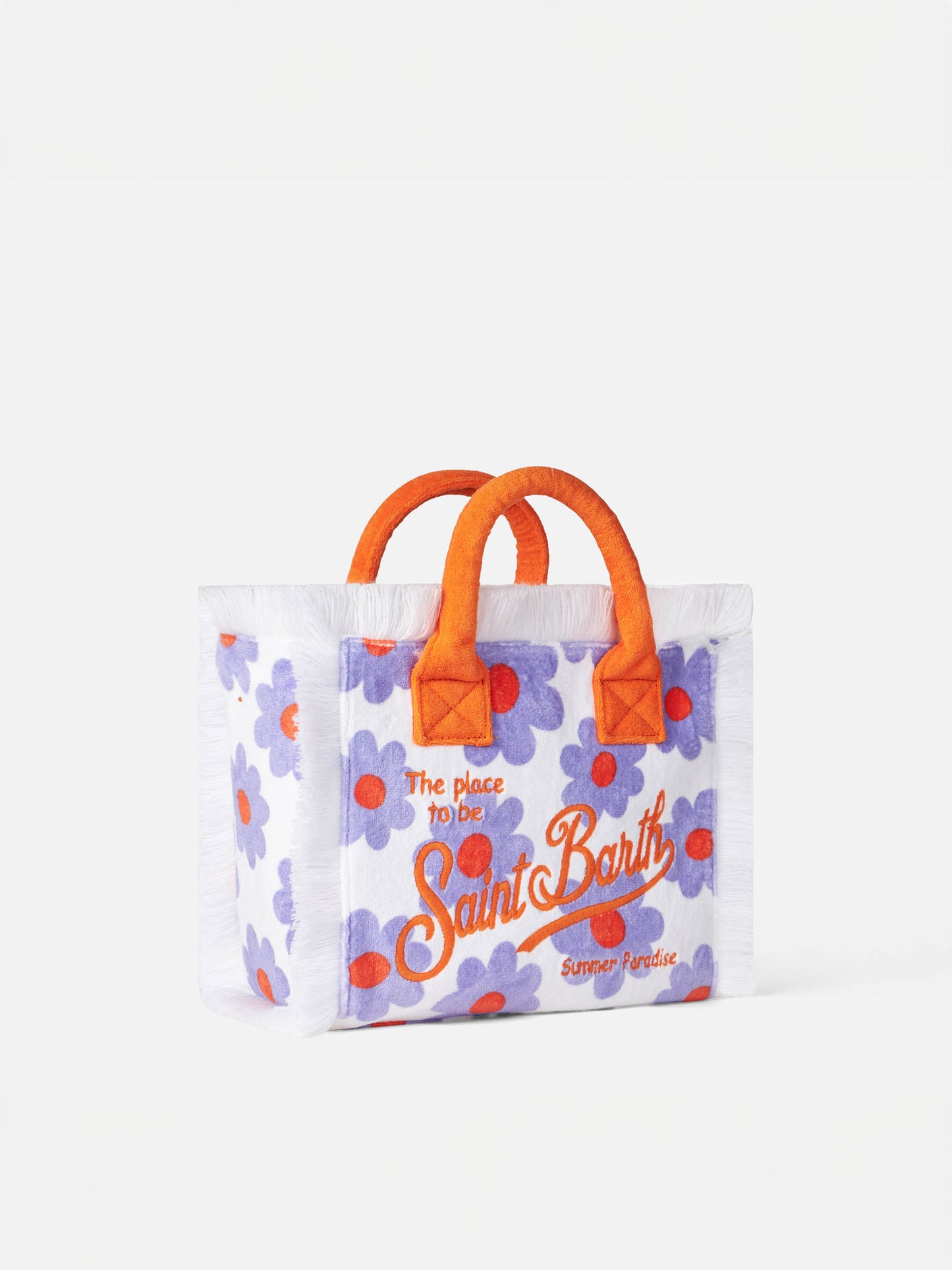Colette terry handbag with violet and orange daisy print - MC2 Saint Barth