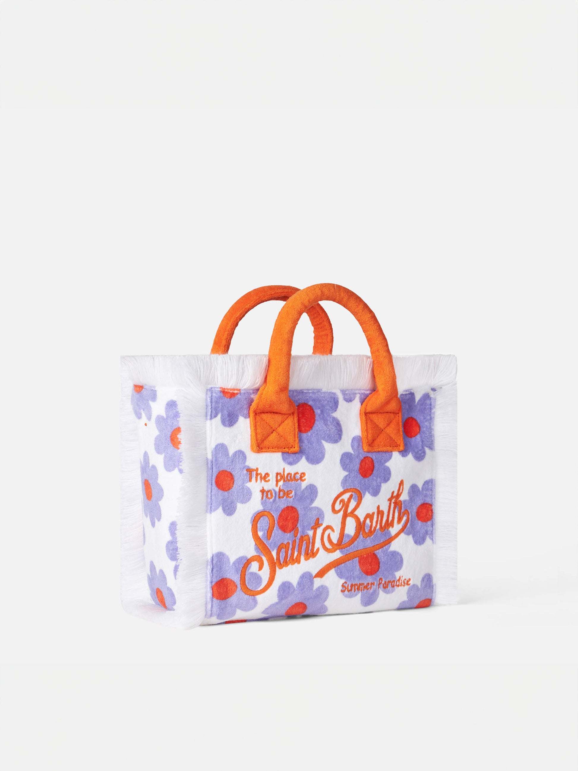 Colette terry handbag with violet and orange daisy print - MC2 Saint Barth