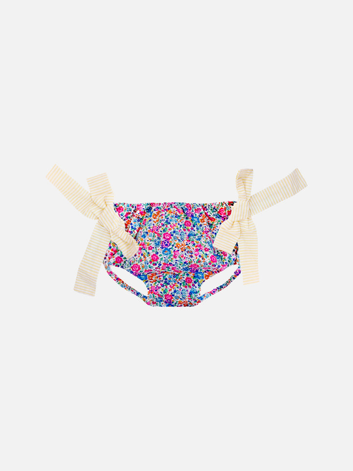 Girl swim briefs with Liberty flower print and bows | Made with Liberty fabric - MC2 Saint Barth