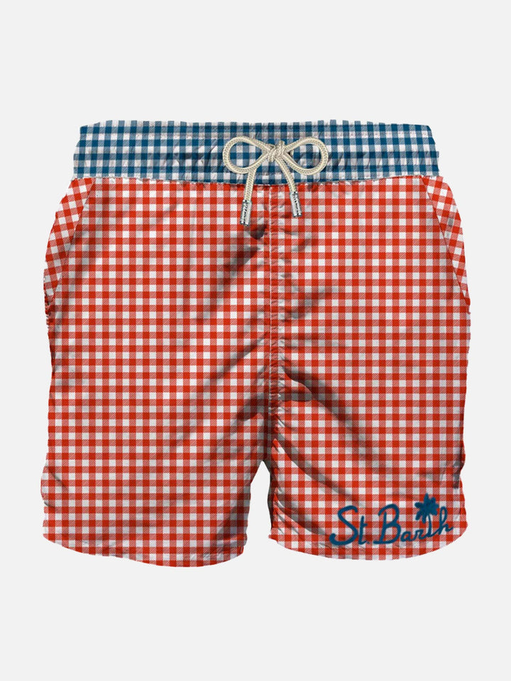 Man swim shorts gingham print and pocket - MC2 Saint Barth