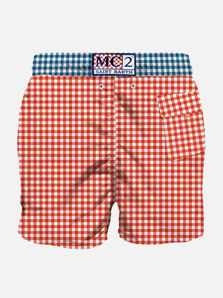 Man swim shorts gingham print and pocket - MC2 Saint Barth