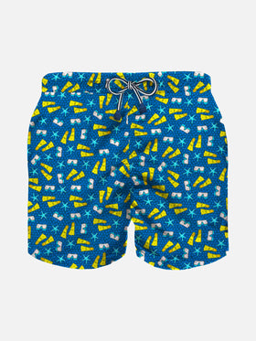 Snorkeling print light fabric boy swim shorts - MC2 Saint Barth