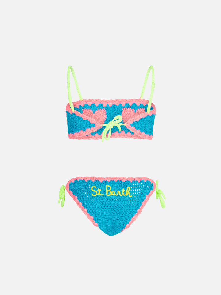 Girl crochet bandeau bikini with hearts - MC2 Saint Barth