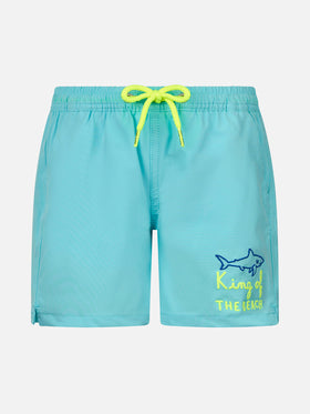 Boy Comfort swim shorts with King of the Beach embroidery - MC2 Saint Barth