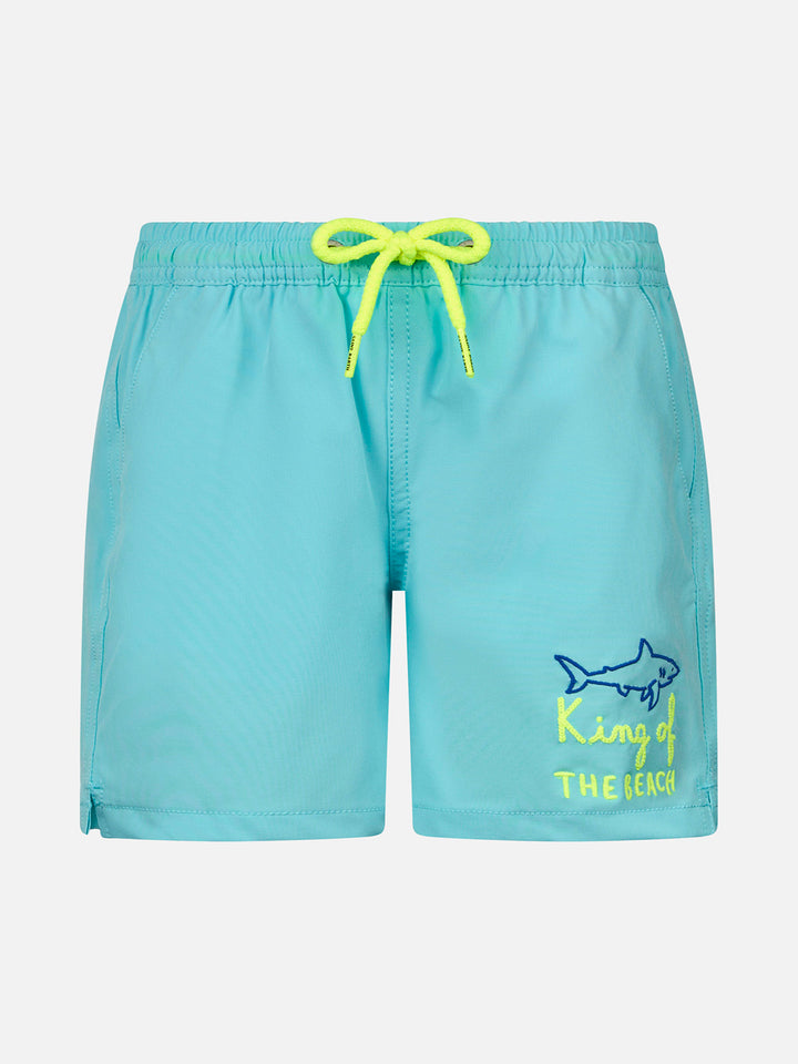 Boy Comfort swim shorts with King of the Beach embroidery - MC2 Saint Barth