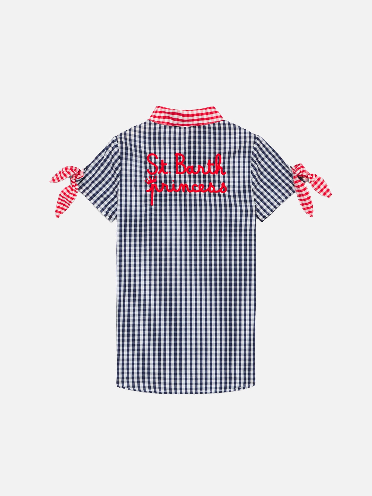 Girl gingham dress with St. Barth Princess embroidery - MC2 Saint Barth