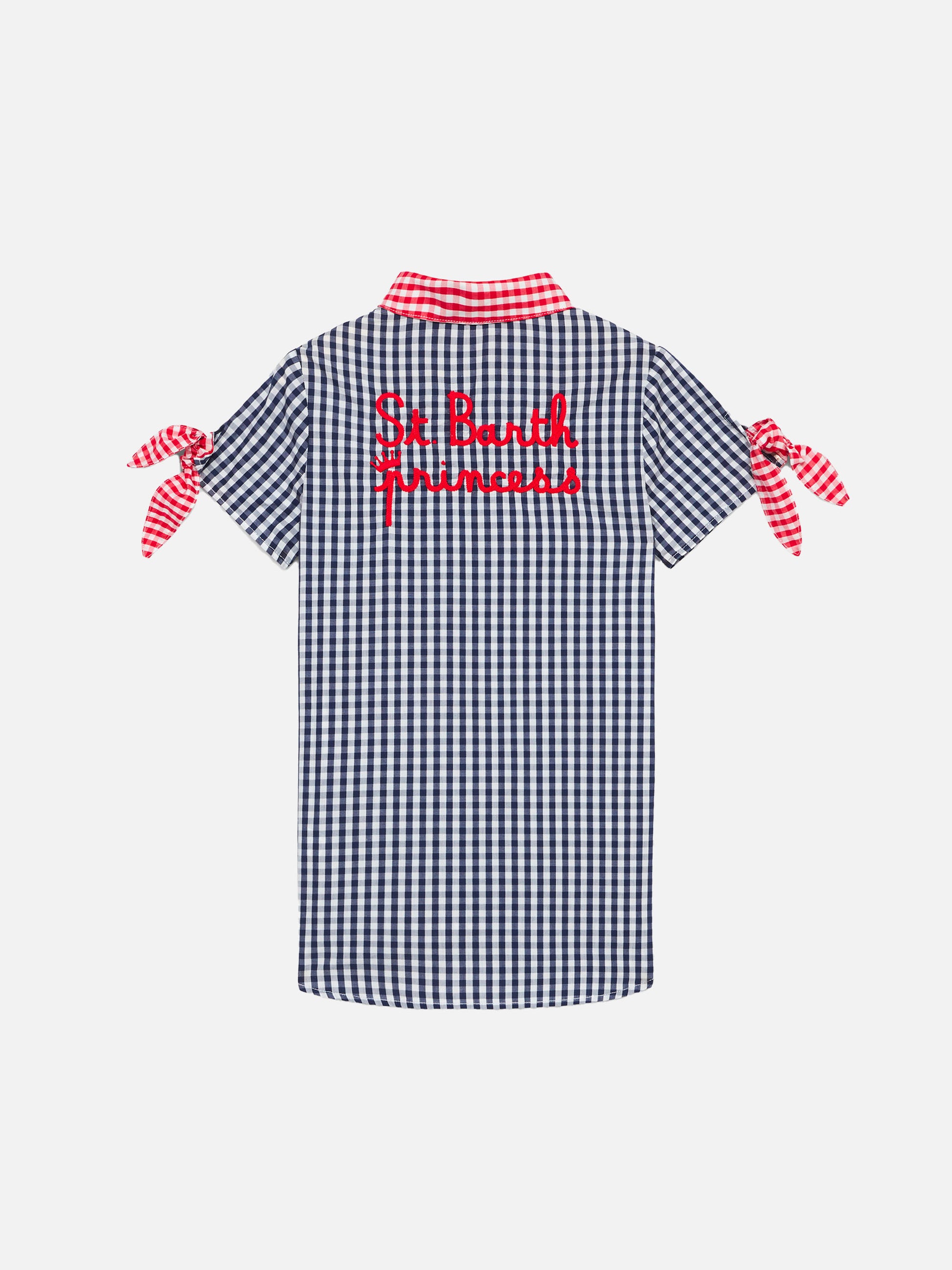 Girl gingham dress with St. Barth Princess embroidery - MC2 Saint Barth