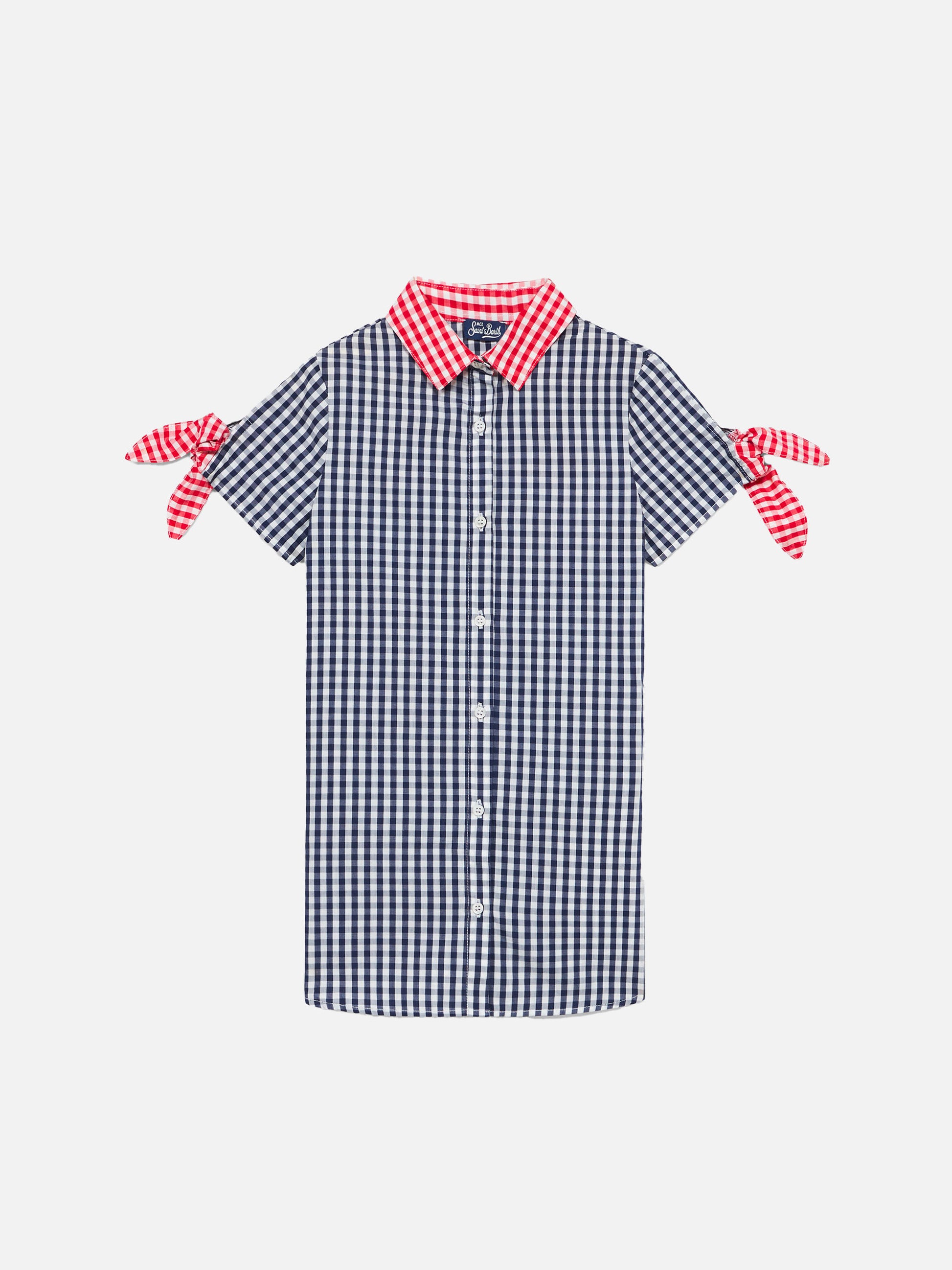 Girl gingham dress with St. Barth Princess embroidery - MC2 Saint Barth