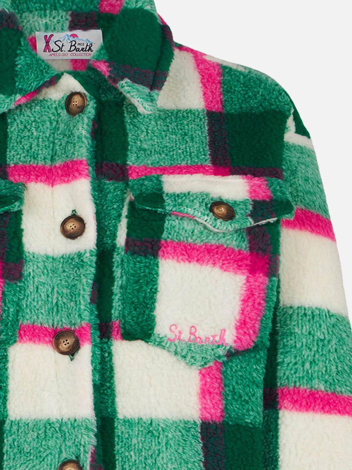 Girl sherpa overshirt with tartan print - MC2 Saint Barth