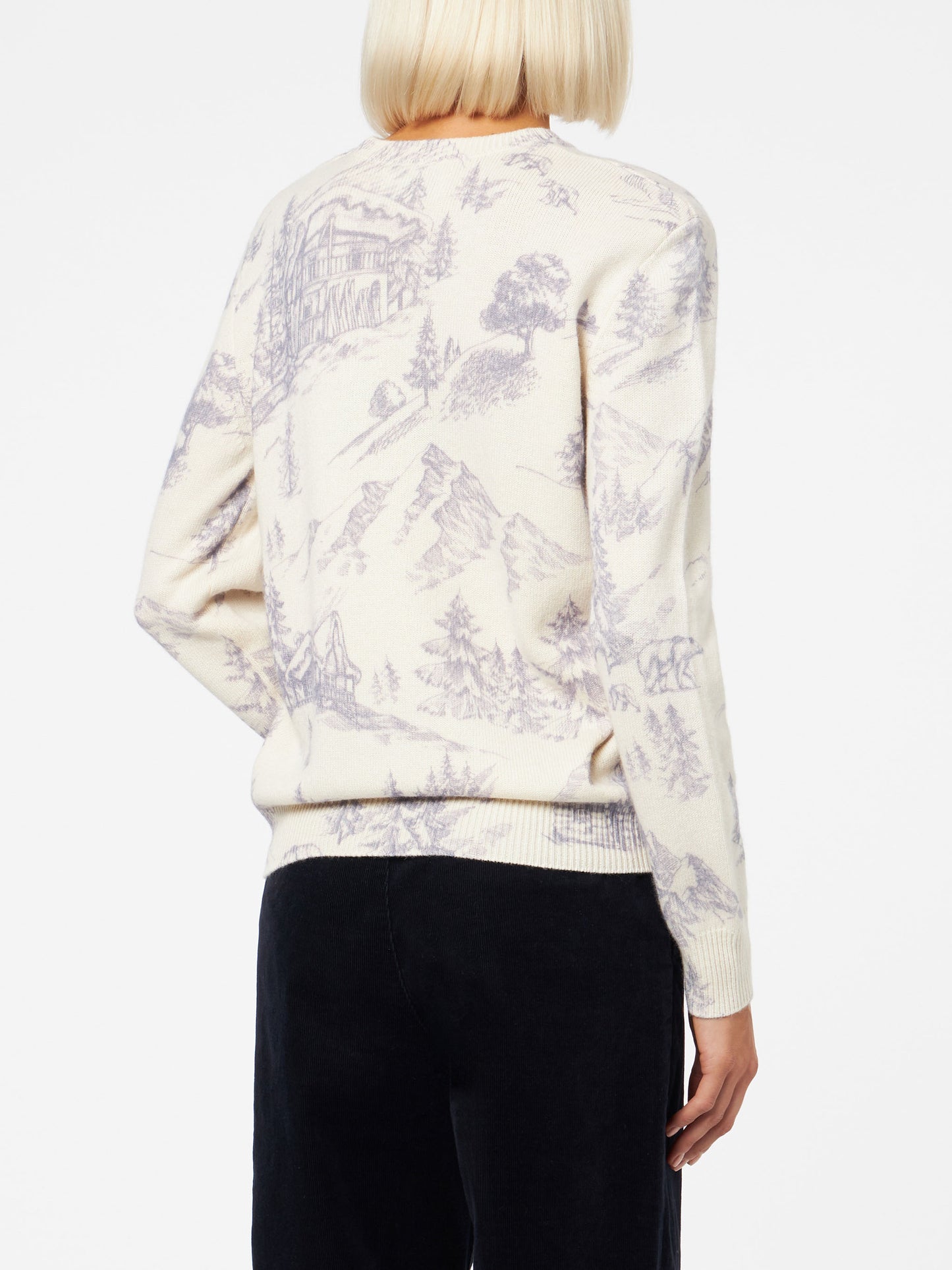 Woman crewneck sweater with La montagne print - MC2 Saint Barth