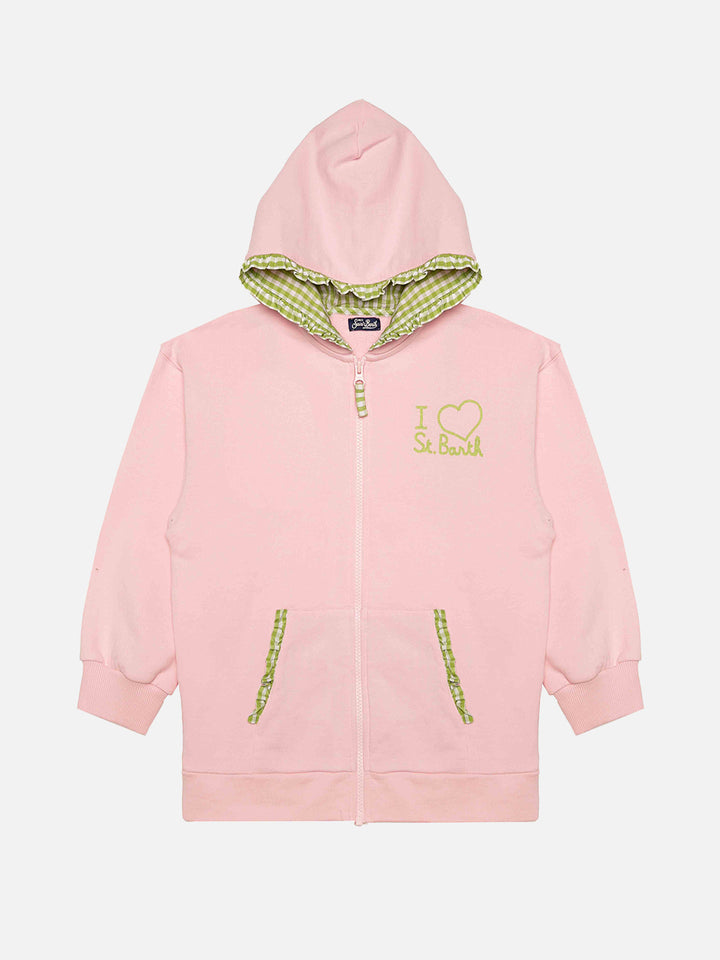 pink embroided writing hoodie for girl - MC2 Saint Barth