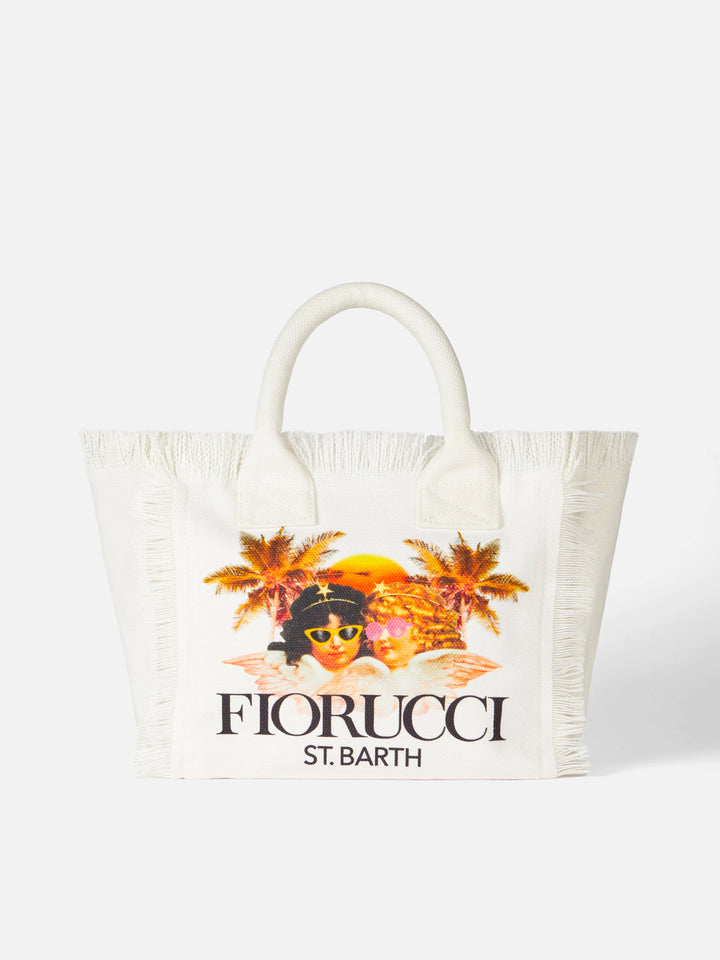 Colette white cotton canvas handbag with Fiorucci Angels print | FIORUCCI SPECIAL EDITION - MC2 Saint Barth