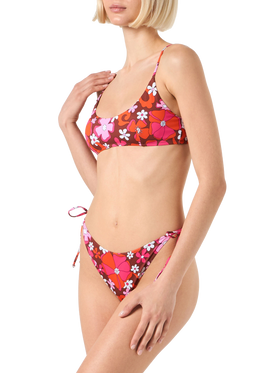 Woman bralette bikini with retro flower print - MC2 Saint Barth