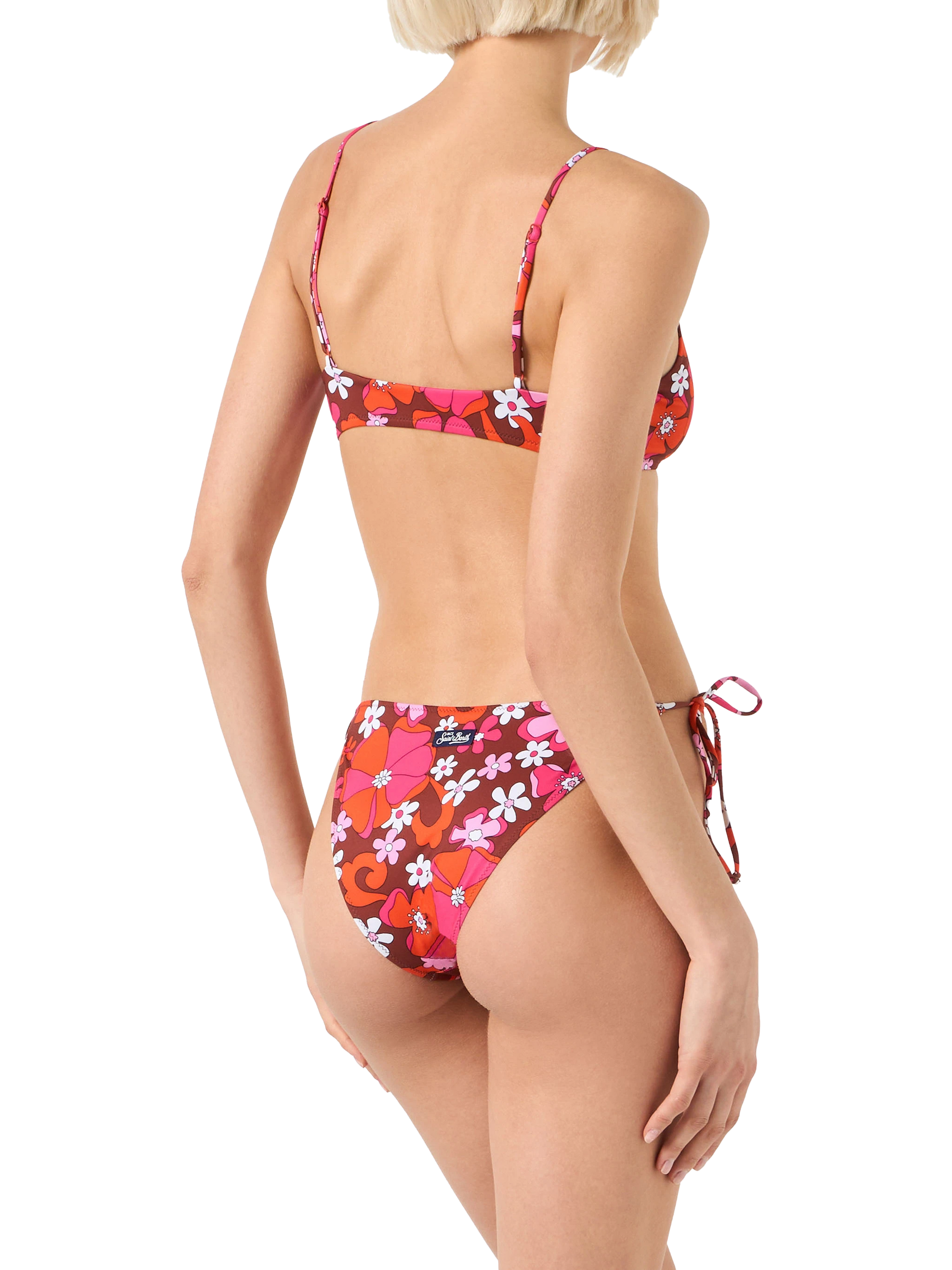 Woman bralette bikini with retro flower print - MC2 Saint Barth