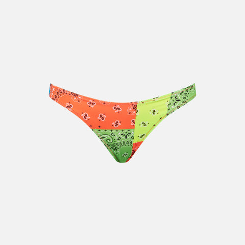 Woman cheeky swim briefs with fluo bandanna print - MC2 Saint Barth