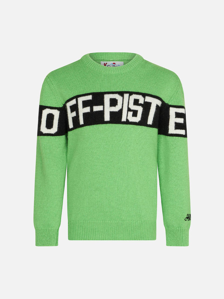 Boy fluo green sweater with Off-Piste lettering - MC2 Saint Barth