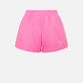 Woman fluo pink cotton short pants