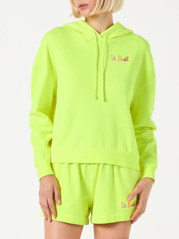 Fluo yellow hoodie with St. Barth embroidery - MC2 Saint Barth