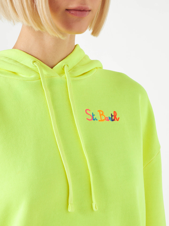 Fluo yellow hoodie with St. Barth embroidery - MC2 Saint Barth