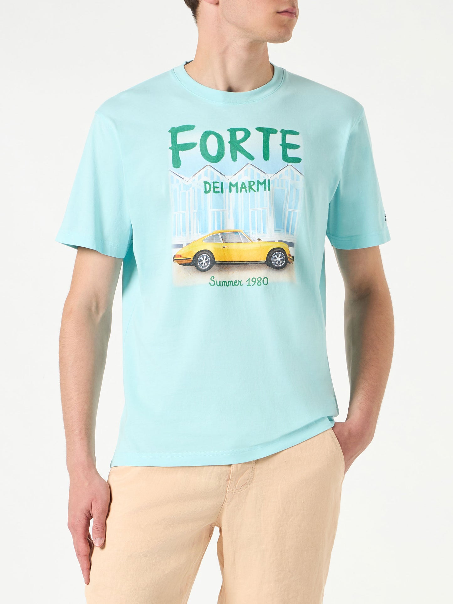 Man cotton t-shirt with Forte dei Marmi car print - MC2 Saint Barth