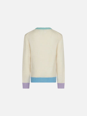 Girl brushed sweater with fringed embroidery - MC2 Saint Barth