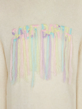 Girl brushed sweater with fringed embroidery - MC2 Saint Barth