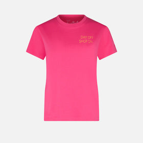 Woman fucsia cotton t-shirt with embroidery - MC2 Saint Barth