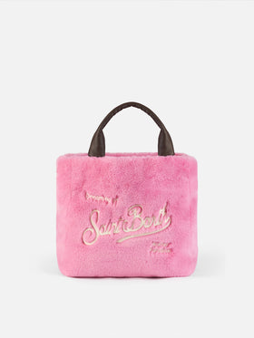 Borsa a mano furry Colette fucsia morbida con tracolla
