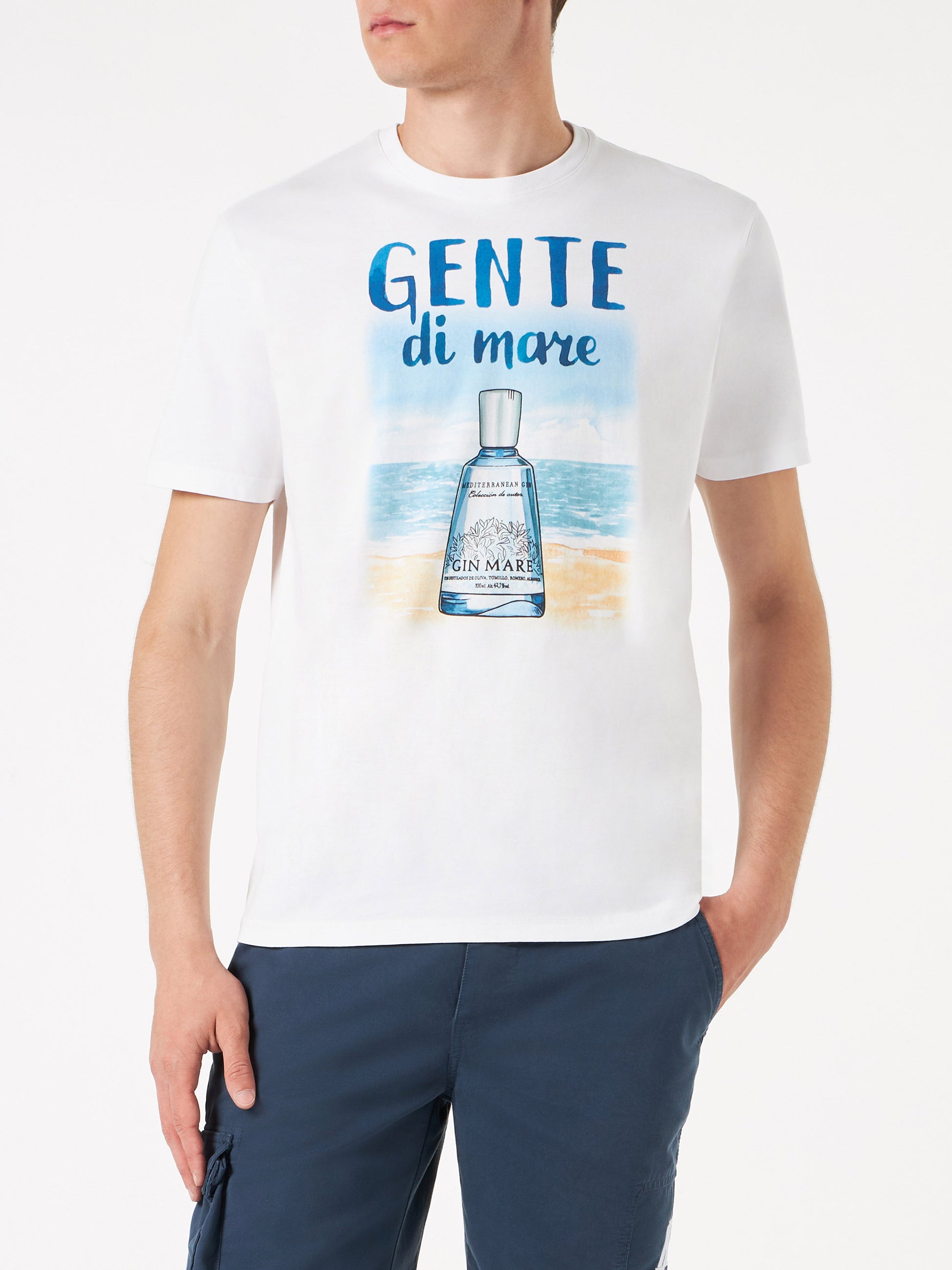 Man cotton t-shirt with Gente di Mare print | GIN MARE SPECIAL EDITION - MC2 Saint Barth