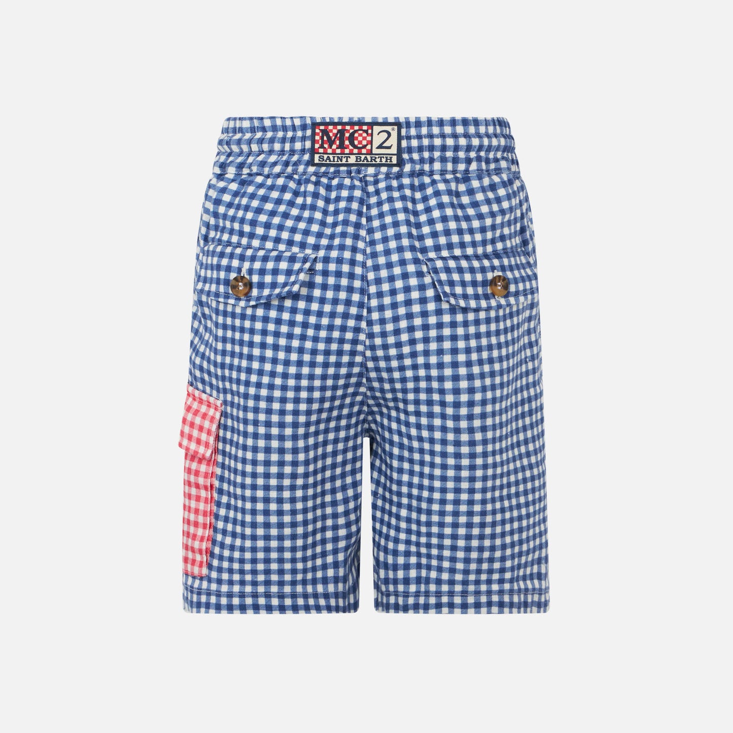 Vichy Blue color linen bermuda short - MC2 Saint Barth