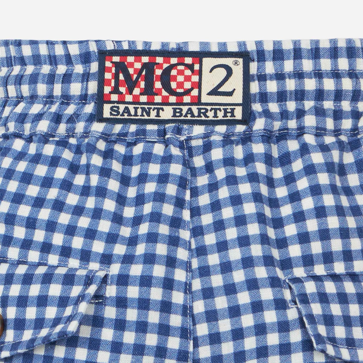 Vichy Blue color linen bermuda short - MC2 Saint Barth
