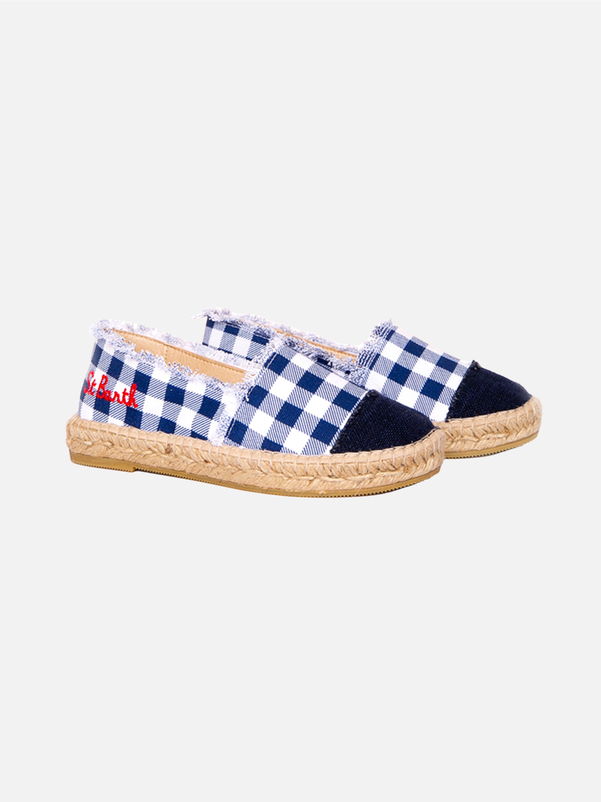 Gingham print canvas espadrillas with embroidery - MC2 Saint Barth