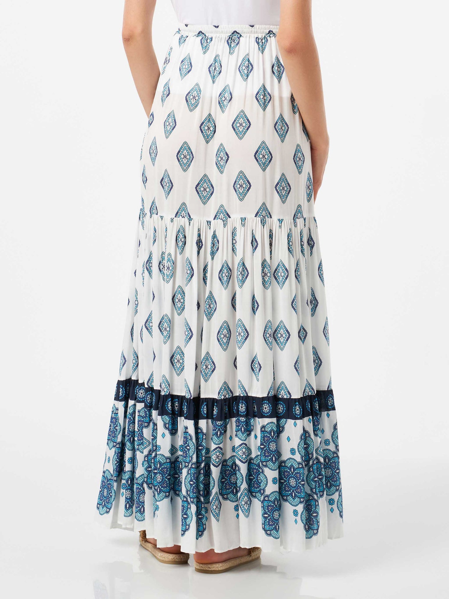 Light blue flower gipsy print long skirt - MC2 Saint Barth