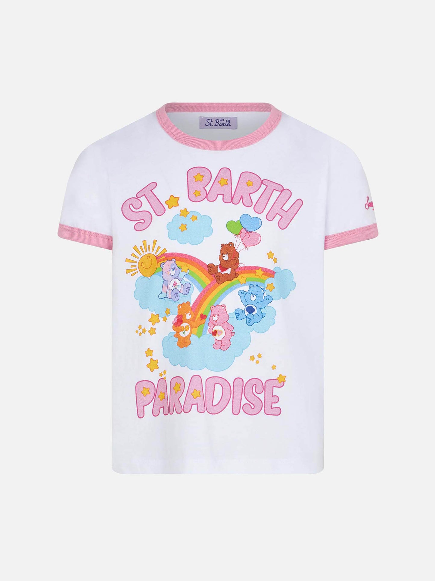 Girl cotton t-shirt with St. Barth paradise print - MC2 Saint Barth