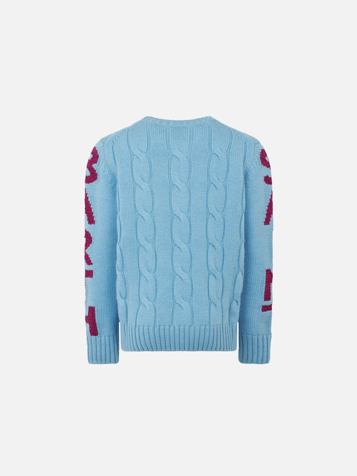 Girl crewneck braided sweater with Saint Barth lurex print - MC2 Saint Barth