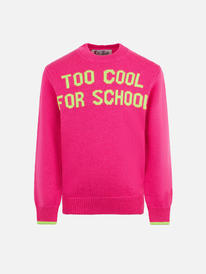 Girl crewneck sweater with Too Cool for School print - MC2 Saint Barth