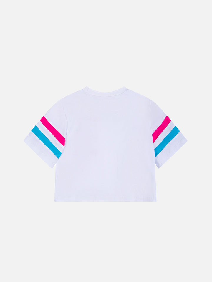 Girl cotton cropped t-shirt - MC2 Saint Barth