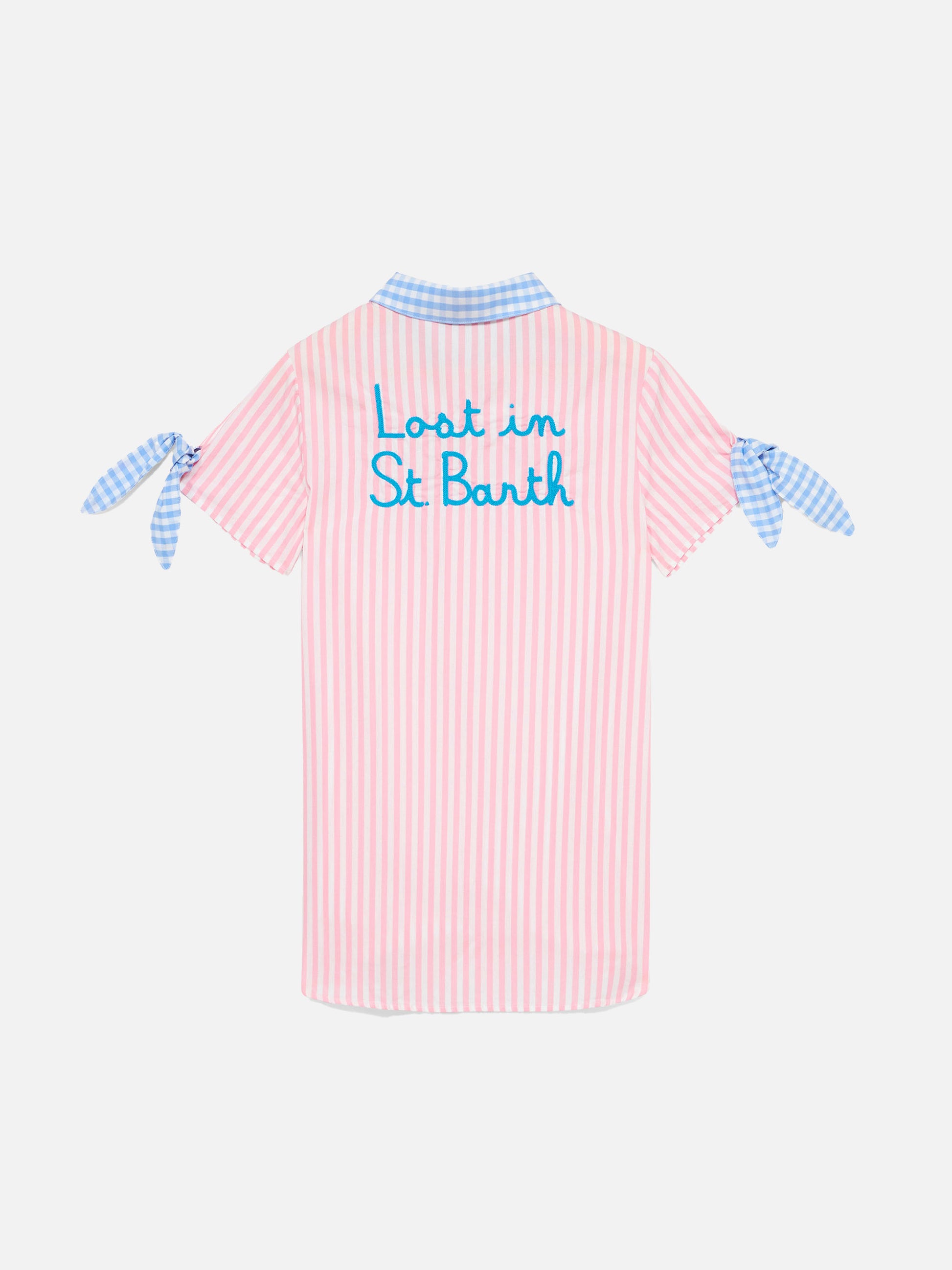 Girl striped shirt dress with embroidery - MC2 Saint Barth