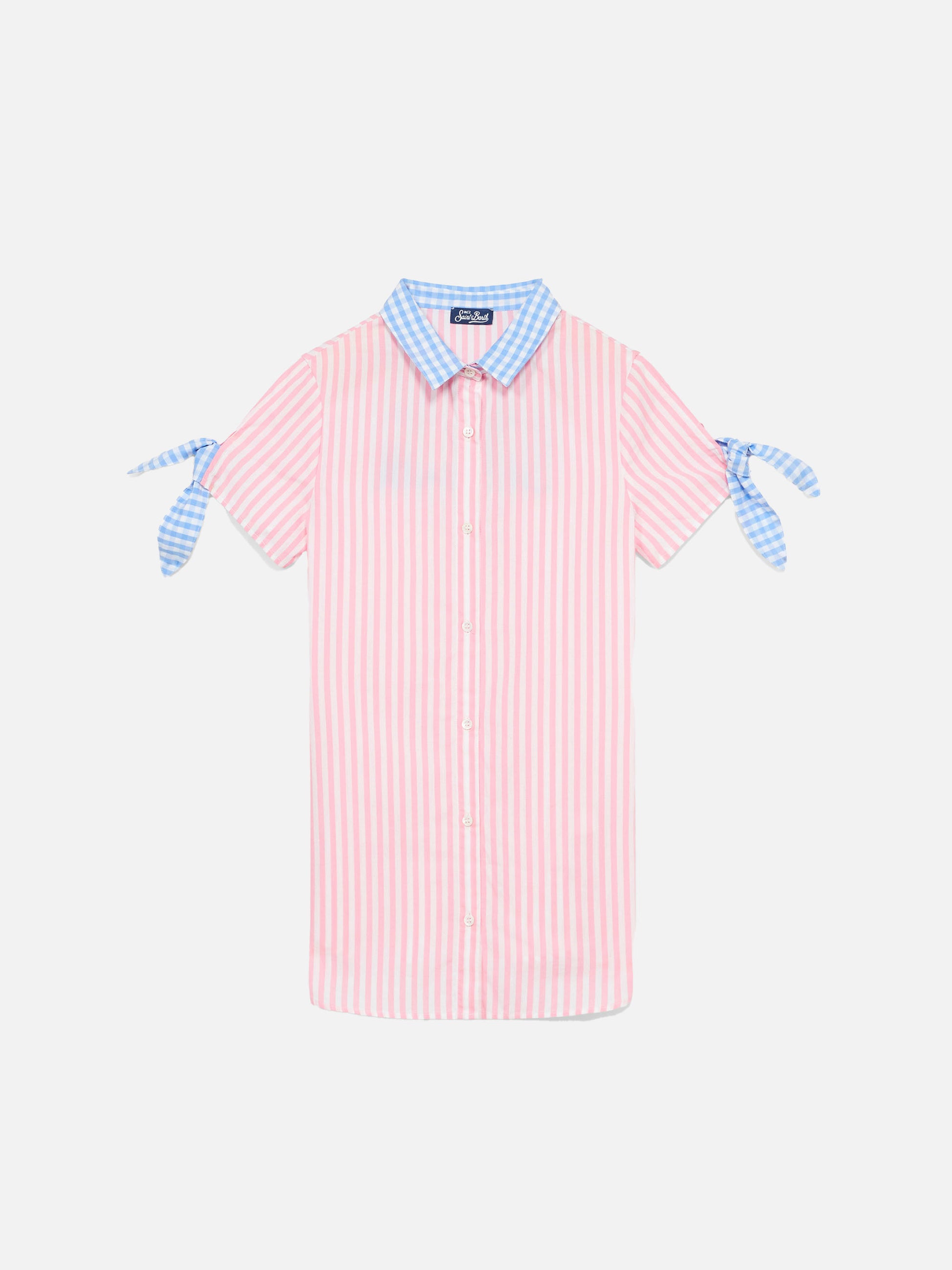 Girl striped shirt dress with embroidery - MC2 Saint Barth