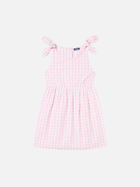 Pink vichy print girl's dress - MC2 Saint Barth